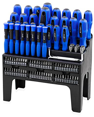 Bituxx 100 tlg Schraubendreher und Bit Set Kreuz Schlitz Torx Sechskant Vierkant Pozidriv PH T10-T30 H2-H6 uvm. mit magnetischen Spitzen