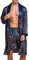 Herren Satin Bademantel, Leichter Seiden Langarm Bademantel mit Shorts Set, Spa Kimono Nachtwäsche (Blau mit Golden, M)
