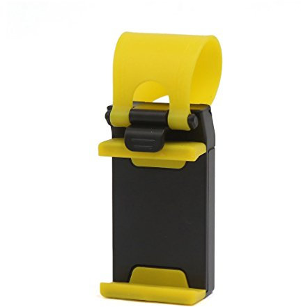 Ruilogod Schwarzes gelbes Silikonband Auto-Lenkrad-Mobiltelefon-Halter-Halterung