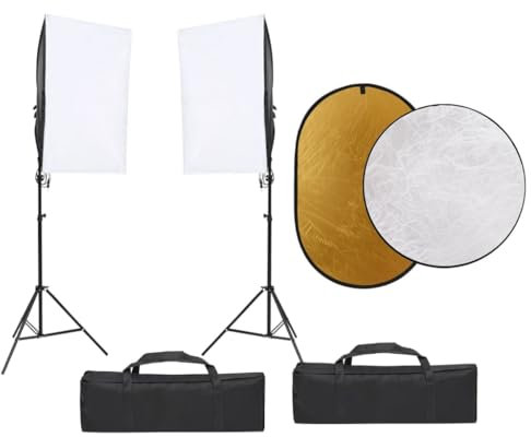 vidaXL Fotostudio-Set mit Beleuchtung und Reflektor, Fotostudio Set, Studio Set, Fotostudio Softbox, Fotografie Set, Fotostudio Beleuchtung