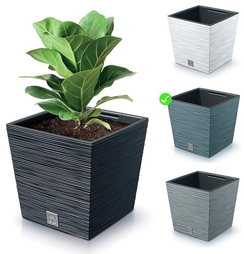 Blumenkasten Blumenkübel Blumentopf Pflanzkübel Quadrat Furu Low Tannennadeln Design mit Einsatz Struktur (240 Blau)