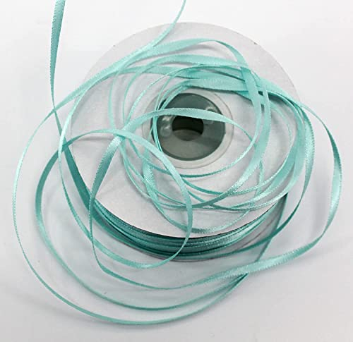 CaPiSo 100m Doppelseitig 3mm Satinband Glänzend Premium-Qualität Satin Schleifenband Fließend schmales Dekoband Geschenkband doppelseitig (Lindgrün, 100m3mm)