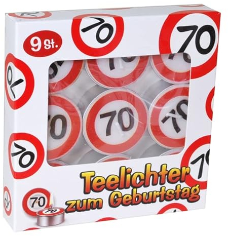 Kerzen Teelichter 70 Geburtstag Verkehrsschild 9tlg.