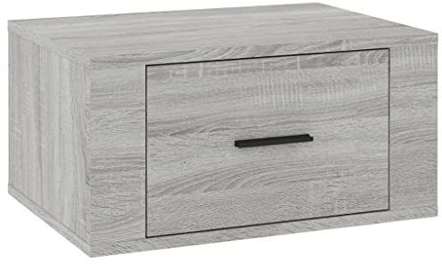 vidaXL Wall-mounted Bedside Cabinet in Grey Sonoma - Durable Engineered Wood - Elegant Design - Ample Storage - Easy Assembly