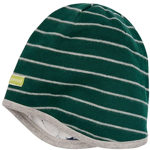 loud + proud Unisex Kinder Wendemütze Ringel, GOTS Zertifiziert Beanie-Mütze, Bottle, 51-52 EU