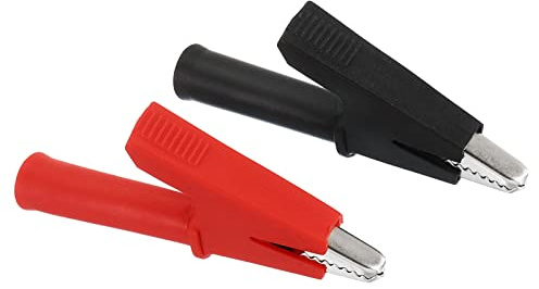 PATIKIL 2Stk Isoliert Krokodilklammern Kupfer Krokodil Clip Schwarz Rot | Klemme, Mit 4mm Steckdose Banana Jack, Für Multimeter Elektrische Schaltkreise Test Messung