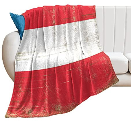 Yelolyio Dekorative Decke mit Österreich Flagge, Flanell-Fleece, weich, leicht, Österreich-Überwurf, Decke, Wärme für Couch, Bett, Sofa, Stuhl, Reisen, 102 cm x 127 cm