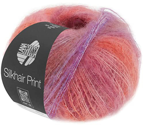 LANA GROSSA Silkhair Print | Feines Lace-Garn aus Superkid Mohair mit Seide | Handstrickgarn aus 70% Mohair (Superkid) & 30% Seide | 25g Wolle zum Stricken & Häkeln | 210m Garn