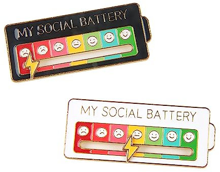 shallyong Mood Pin, Social Battery Pin, My Social Battery Pin 2 Stück, Social Battery Anstecker