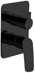 Ramon Soler - Grifo de Ducha Monomando Empotrado 2 Vías, Ahorro de Agua, Negro Mate, Sistema S2, Serie New Fly, Diseño Moderno, Instalación Fácil, Ideal para Baño Elegante