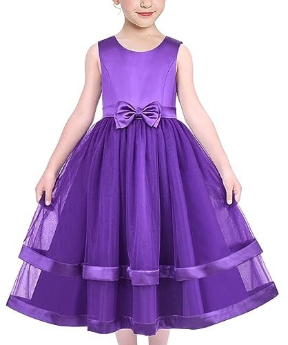 Flower Girls Dress Violet Purple Princess Wedding Vintage Formal Age 10 Years