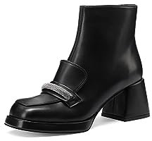 QUEEN HELENA Stivaletti Bassi con Tacco Tronchetti Donna K3263 (Nero, Numeric_40)