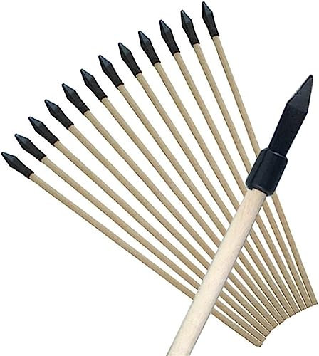 dulot 12 Kinder Pfeile Bogenschießen Pfeile Bambus Kinder Pfeile Gummikopf Freien Sauger Ersatz Anfänger Sicherheit Innen und im Schießen (Protokollfarbe,50cm)