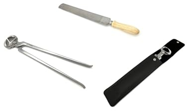 Rhein Instrumente Juego de alicates para pezuñas y raspador de pezuñas, incluye estuche