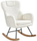 Yaheetech Rocking Chair for Adults, Boucle Nursing Chair with Metal Legs and Wood Base for Living Room, Bedroom and Balcony, Ivory