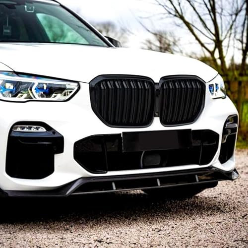 JLVVW Kohlefaser Look, Auto Frontstoßstangengrills, Nieren Lufteinlass Kühlergrills, Außendekorationszubehör, Glänzend Schwarze Doppellamelle, Für BM-W X5 G05 2018–2023