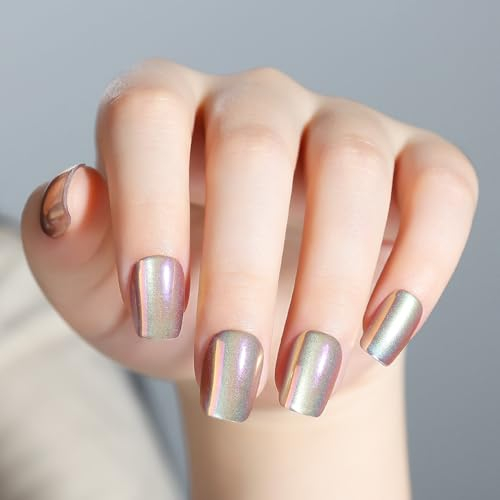 Nicedeco Press on Nails Aurora Cat Eye 30 Stück Künstliche Nägel zum Aufkleben Acryl Fake Nails Sarg Nägel False Nails Set 10~13 Größen - 01