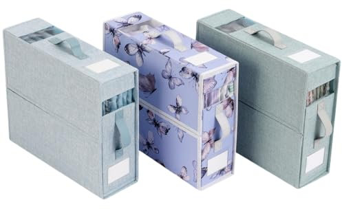 Arsey 3Er Pack Stapelbare Unterbett - Aufbewahrungsbox für Bettwäsche Organizer mit Sichtfenster Bettwäschen Aufbewahrung für Queen/King Size Bettlaken Set Bettdecken Decken, Blau
