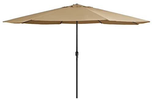 Rantry Sombrilla de jardín con Palo de Metal Gris Taupe 400 cm Toldo de Ventana Toldo Manual de Retráctil para Exterior Toldo de Balcón Ángulo Ajustable Impermeable Tela