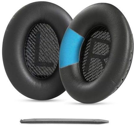 YunYiYi QC35 - Cuscinetti auricolari compatibili con cuffie Bose QuietComfort 35 II QC35 QC25, in pelle proteica, colore: nero