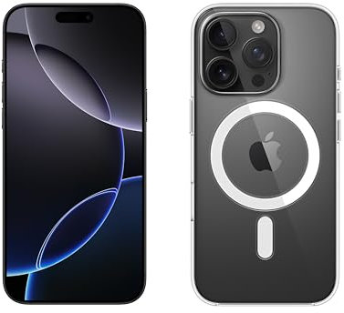 Apple iPhone 16 Pro Max 256GB: 5G Mobile phone with Apple Intelligence - Black Titanium + Clear Case with MagSafe