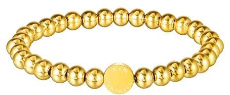 KIM JOHANSON® Edelstahl Damen Beads Armband in Silber, Gold & Roségold | Perlenarmband mit 6mm Kugeln | Wasserfest | Boho Schmuck | Elastisches Kugelarmband | Multi Layer Armkette | Inkl Schmuckbeutel