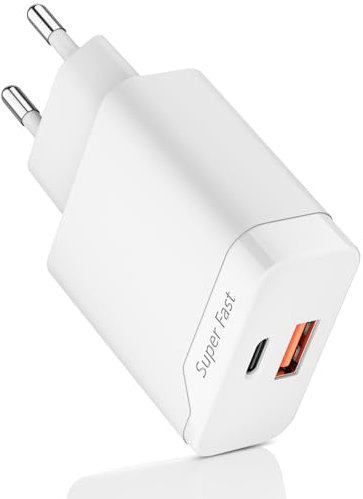 25W Prise USB C 2 Ports Chargeur Rapide Compatible avec Samsung Galaxy A15/ A05S/ A55/ A25/ A35/ A14/ A34/ S23 FE/ S24 Watch PD+QC Embout Adaptateur Multi Secteur Type C