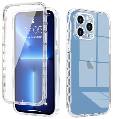 LAPOPNUT Coque pour iPhone 13 Pro Coque Transparente Silicone 360 Degrés Protection Intégrale Antichoc et Anti-Rayures Fine Étui Tactile Deux Couches Case Housse pour Apple iPhone 13 Pro