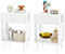 YMYNY Nachttisch 2er Set, Beistelltisch, Nachtkommode, Stoff-Schubladen und offenes Fach, Massivholz Beinen, Modern, Einfacher Aufbau, für Schlafzimmer Wohnzimmer, Weiß HST012W-2