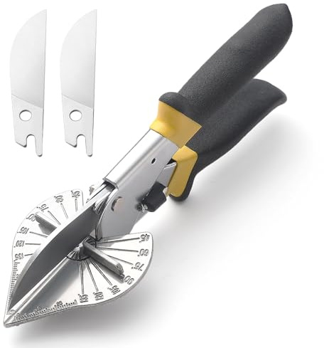Miter Shears for Molding, RAINHOL Trim Cutter Hand Tool, Adjustable Angle Cutting Tool for Wood Trim Molding, PVC, Vinyl, Trunking, 2 Extra Replacement Blades Included