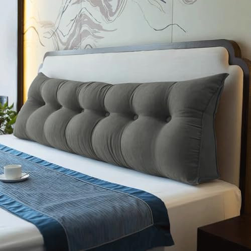 OHMG Rückenkissen 180CM,Keilkissen für Bett und Sofa geeignet,Dreieckiges Lesekissen,Kissen mit abnehmbarem und waschbarem Bezug,mit praktischem Seitenfach,Sitzkissen, Wandkissen