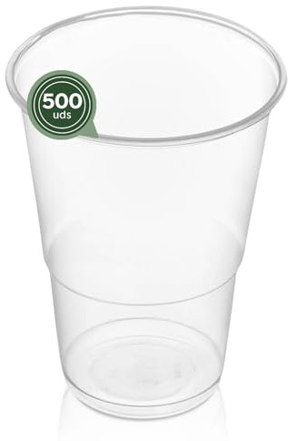 Maxi Products - 500 Vasos Plástico Reutilizables - 330 cc - Vasos Reciclables - Alta Resistencia - Vasos Irrompibles - Celebraciones - Vaso Café - Vaso Cerveza - Vaso Refresco - IRROMPIBLES