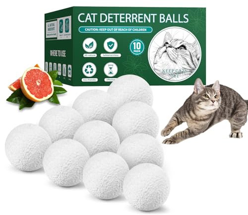 Cat Repellent Outdoor, Natural Peppermint Oil Deterrent for Indoor & Outdoor Use, Keep Cats Away from Yard & Furniture, Long-Lasting Protection, 10 PCS (Pack of 1)
