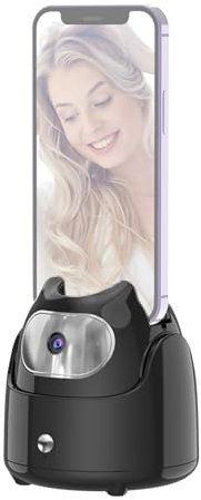 Qukaim Gimbal per tracciamento automatico del viso AI, stabilizzatore selfie da tavolo per telefono, rotazione a 360°, nessuna app richiesta, adatto per registrazione video Vlog e live streaming