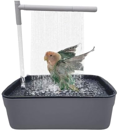 Zahoken Baignoire Automatique pour Oiseaux, Bain Automatique pour Perruches, Bassin Silencieux avec Plusieurs Robinets Circulant pour Oiseaux Perruches Calopsittes Canaris