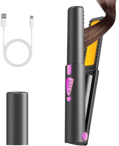 Journeyside Glätteisen Kabellos PTC,Haarglätter Ceramic 4500mAh,Haarglätter und Lockenstab 2 in 1, 3 Einstellbare Temperaturen,Professionelles Glätteisen Kabellos für Alle Haartypen mit Handschuh