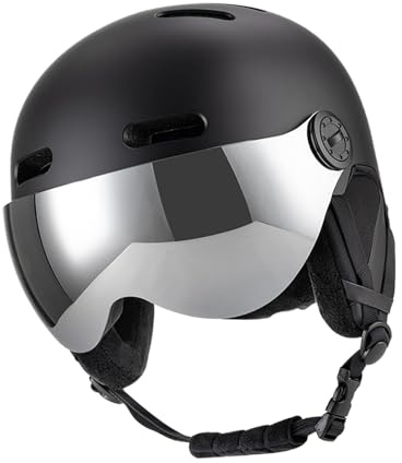 CHICIRIS Skihelm mit Schutzbrille, ABS-EPS-Innenfutter, Snowboard-Helm, Abnehmbares Innenfutter, Ohrpolster, 12 Belüftungsöffnungen, Abnehmbares Visier, Stoßfest, (M Kopfumfang 55 58CM)