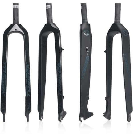 HZXQCVB 26/27,5/29in Fourche Rigide en Fibre De Carbone QR 9x100mm Frein À Disque Fourches Avant VTT Tube Droit 1-1/8 Pouces(Black A,29'')
