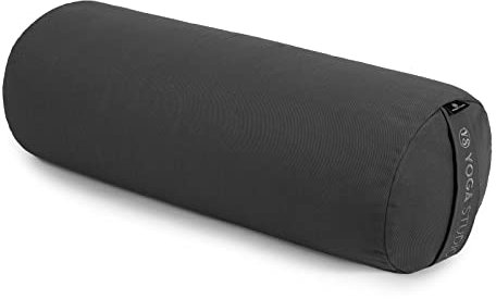 Yoga Studio Cojín de yoga | Relleno de cáscaras de trigo sarraceno orgánico de la UE | (certificado GOTS) | Funda exterior de algodón orgánico extraíble y lavable | Ideal para yoga, meditación (gris)