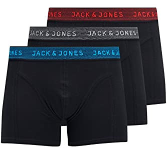 JACK & JONES Mens Boxer Shorts/Trunks 'JACWAISTBAND' (3-Pack) (Asphalt/Hawaiian/Red) M