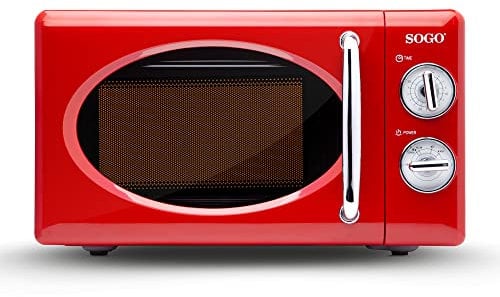 Sogo Microondas Blanco con Capacidad de 20L - Microondas 5 Potencias y Función Descongelar - Microondas 700 Watts con Temporizador 30 Minutos y Estilo Vintage -Sin Grill Plato Giratorio (Rojo)