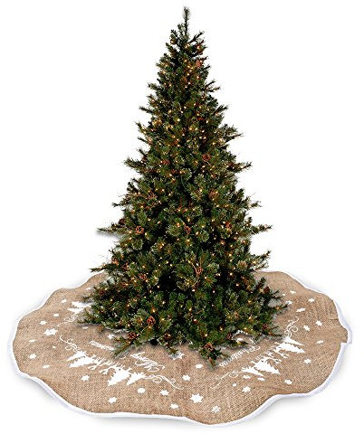Windyeu Baumdecke Weihnachtsbaum Weihnachtsdeko Decke Jute Rock Weihnachtsbaumdecke (122)