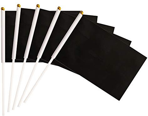 Black Stick Flags,50 Pack Hand Held Small Mini Solid Flag On Stick,5x8 Inch Outdoor Decoration,Party Decorations,Supplies for Parades, Festival Events Celebration (Black)