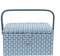 Korbond Nähkorb, Medium, blaues Farn-Design, 14,5 x 19 x 26 cm
