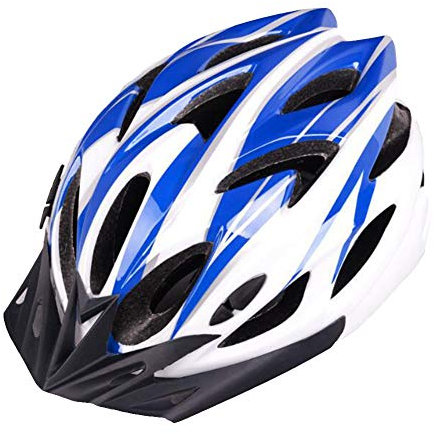 Fahrradhelm für Herren Und Damen EPS-Körper PC-Schale Integrierte Form Radhelm Mountainbike Helm,Blau Weiß