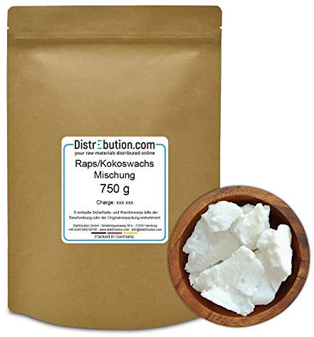 DistrEbution 750 g Raps-Kokoswachs Mischung - NatureWax Elite 600, zum Kerzen gießen, rein pflanzlich und vegan, für die Herstellung von Duft-Kerzen mit tollen Aromen