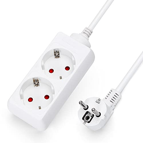 Aigostar Steckdosenleiste 2-fach Tischsteckdose Kindersicherung 3G1.5m㎡ 3m Kabel, Weiß