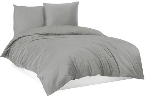 Mixibaby Bettwäsche Bettgarnitur Bettbezug 100% Baumwolle 135x200 155x220 200x200 200x220, Farbe:Grau, Größe:135 x 200 cm
