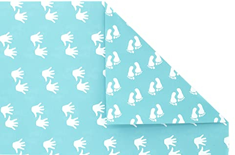STAR Geschenkpapier 70cm x 2m Rolle Hände Füße blau doppelseitig