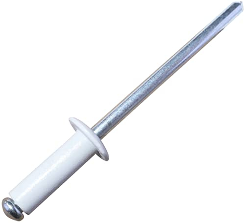 AERZETIX - C57116 - Lot de 50 Rivets aveugles Ø4x12 mm couleur blanche RAL 9010 - en acier/aluminium - rivet pop à rupture de tige
